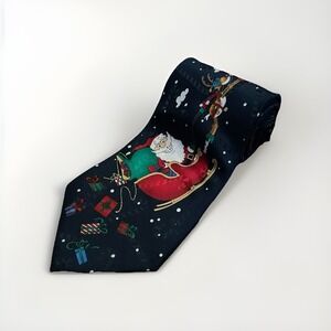 Hallmark Yule Tie Greetings‎ Christmas Tie Funny Santa And Reindeer Necktie